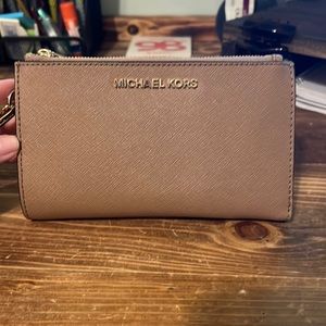 Michael Kors Adele wristlet. Light brown/coffee color.